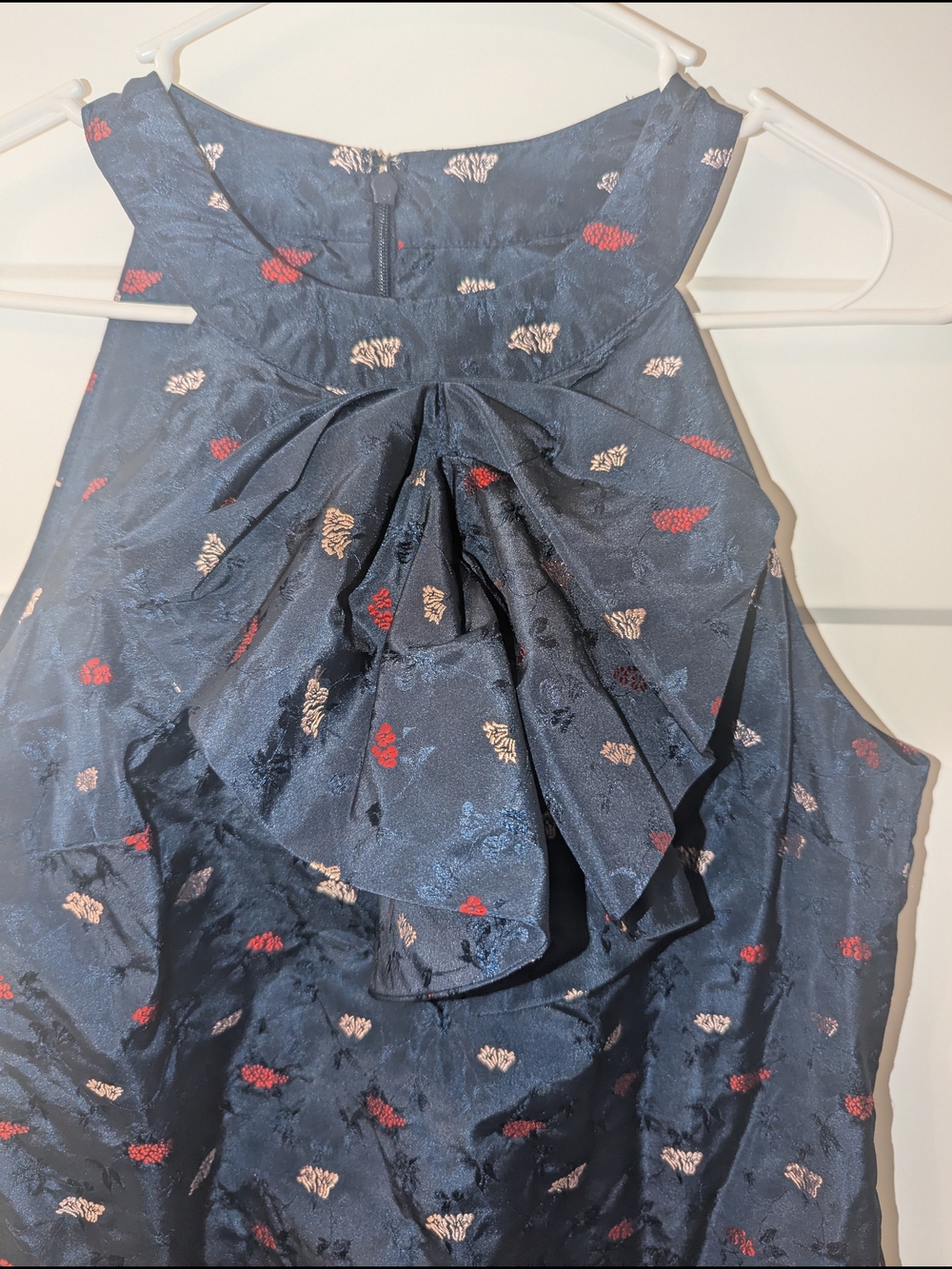 Banana Republic Navy Dress with Pink & Cream Floral Embroidery - Picture 2 of 7